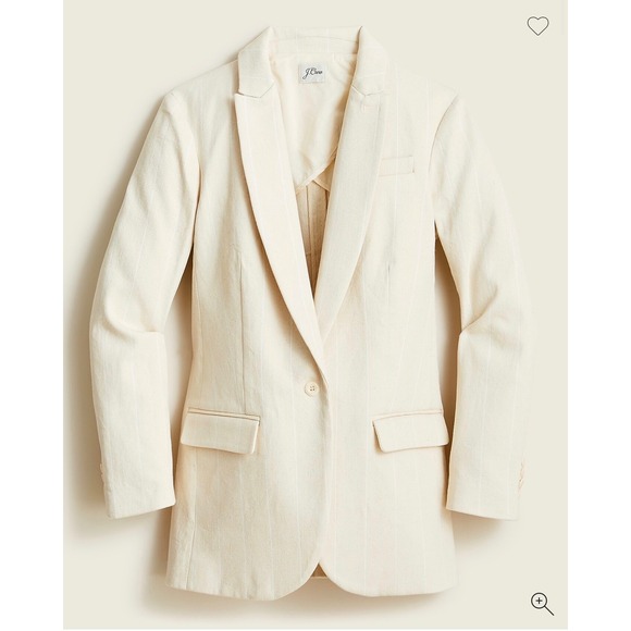 J.Crew Jackets & Blazers - J.Crew Womens Alfie Blazer Size 0 Cotton Blend‎ Jacket Ivory Beige Denim Stripe